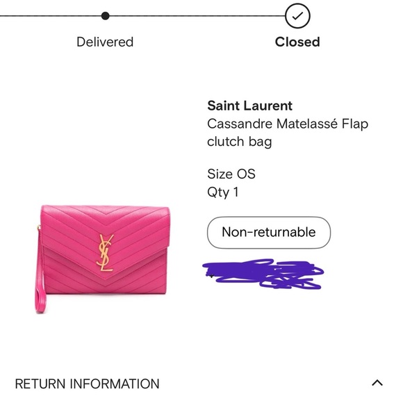 SAINT LAURENT 
Grain De Poudre Matelasse Chevron Monogram Envelope Clutch - Picture 13 of 16